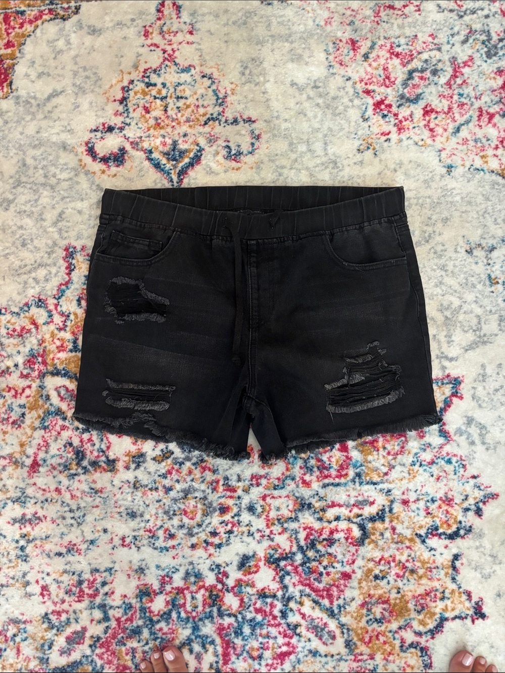 Women's Black Distressed Denim Jean Shorts